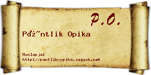 Pántlik Opika névjegykártya